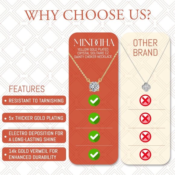 Yellow Gold 18in +3in Extension Crystal Solitaire Pendant Necklace for Women - Picture 6 of 8